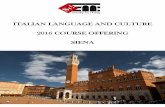 ITALIAN LANGUAGE AND CULTURE 2016 COURSE OFFERING ...