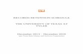 RECORDS RETENTION SCHEDULE THE UNIVERSITY OF TEXAS ...