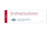 Reading Vocabulary Flash Cards for the naturalization Test