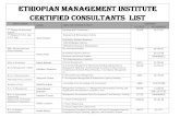 ETHIOPIAN MANAGEMENT INSTITUTE Certified Consultants List