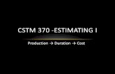 CSTM 370 -ESTIMATING I