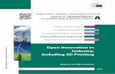 Study - Open Innovation in Industry, Including 3D Printing