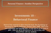 Investments 10 - Behavioral Finance - Not on Tests