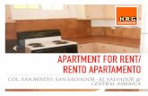 RENTO APARTAMENTO - APARTMENT FOR RENT - COL SAN BENITO - EL SALVADOR