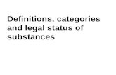 Definitions, categories and legal status of substances
