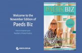 Welcome to the November Edition of Paeds Biz