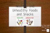 Healthy and unhealthy foods and snacks