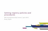 Setting registry policies and procedures , Emily Tailor