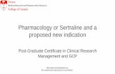 Crown clinical research post-graduate certificate 2016 - sertraline pharmacolggy and new proposed indication