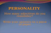 Personality Adjectives Quiz