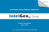 Intelgenx Investor Presentation - July 6 2016