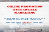 Online Promotion With Article Marketing