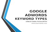 Google Adwords Keyword types & Usage