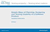 QS-Tag 2016 Simple Ways of Planning, Designing and Testing Usability of a Software Product