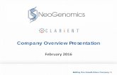 NeoGenomics Company Overview 2.22.16
