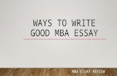 Ways to Write Good MBA Essay