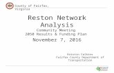 Reston Network Analysis Community Meeting 2050 Results and Funding Plan: Nov. 7, 2016