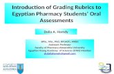 Introduction of Grading Rubrics to Egyptian Pharmacy Students’ Oral Assessments