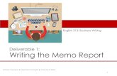 Project 1: Writing the Memo Report Engl313