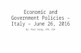 Economic and government policies – Italy – june 26, 2016
