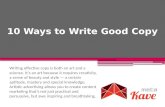 10 ways to write  good copy