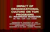 IMPACT OF ORGANIZATIONAL CULTURE ON TQM PROGRAMS
