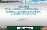 Derivation of Aquatic Life Screening Values | Harmonization of Office of Water and Office of Pesticide Programs | Caltha LLP