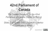 42nd Parliament of Canada contact details slides 3 of 10 (quebec 2of2 longueuil—charles le moyne to vimy)