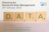 Planning for Research Data Management: 26th January 2016