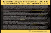 Edinburgh Festival 2016 Alwaleed Centre Selections