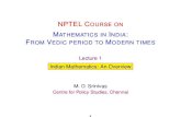 NPTEL COURSE ON MATHEMATICS IN INDIA: FROM VEDIC ...