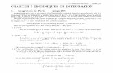 CHAPTER 7 TECHNIQUES OF INTEGRATION 7.1 Integration by Parts