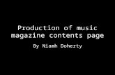 Production of music magazine contents page