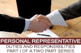Personal Representative - Duties and Responsibilities (Part 1 of a Part Two Series)