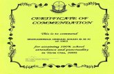 Certificate of Commendation Attendance 2006 Term 1
