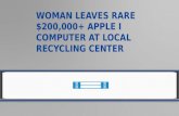 Woman leaves rare $200,000+ apple i computer at local recycling center