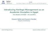 Introducing Heritage Management as an Academic Discipline in Egypt