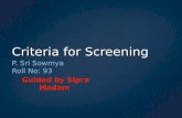 Criteria for screening