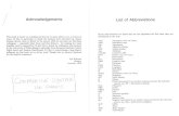 Acknowledgements List of Abbreviations
