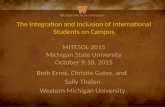 The integration and inclusion of international students MITESOL 2015 (v2)