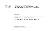 2016 List of Licensed General Contractors