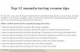 Top 12 manufacturing resume tips