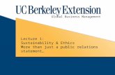 Sustainability & Ethics - Lecture 1 - UC Berkeley Ext.