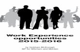 Work Experience opportunities 2015-2016