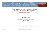 Final Report of the 2020 Mars Rover Science Definition Team (SDT)