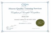 2014-11-04 AQTS Internal Auditor traning completion certificates