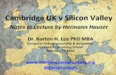 Burton Lee - Cambridge UK v Silicon Valley - Background Notes - Feb 29 2016