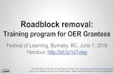 Roadblock removal: Training program for OER Grantees