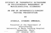 Efficacy of therapeutic ultrasound in the physiotherapy management of musculoskeletal disorders