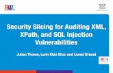 Security Slicing for Auditing XML, XPath, and SQL Injection Vulnerabilities